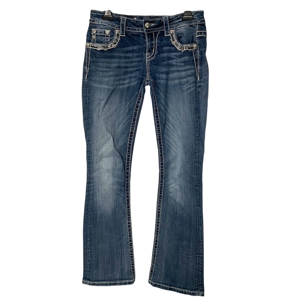 Miss Me Gold Embellished Design Medium Wash Mid-rise Bootcut Jeans